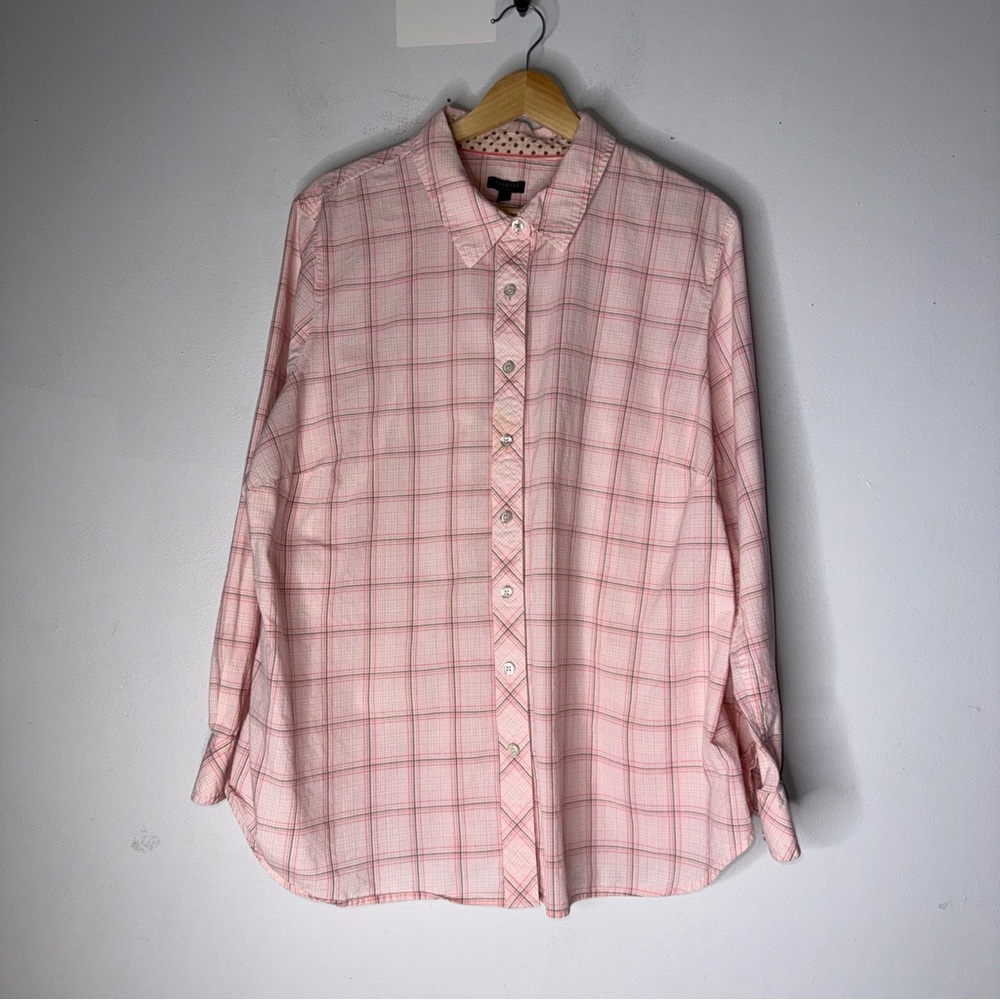 Talbots Collar Button Down Plaid Longsleeve Multicolor Pink 2X